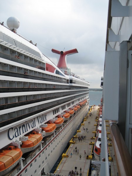 From our balcony on Deck 8 starboard - our ship is on the right.